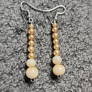 Gold Faux Pearl Drop Earrings